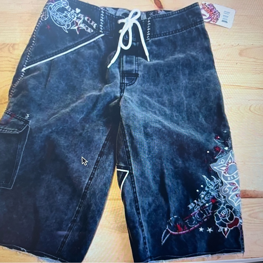 👓NWT! Powder Room Boardshorts - highly detailed - bling, pockets, graphics 3474
